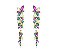 EVER FAITH Pendientes de cristal de marquesa con diamantes de imitación, elegantes pendientes de araña con flor para mujer, fiesta, boda, baile, Cristal