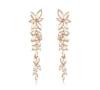 EVER FAITH Pendientes de cristal de strass con forma de marquesa elegantes con flor colgante para mujer, para fiesta, boda, graduación, Länge: 6.58 cm, Breite: 1.45 cm, Cristal