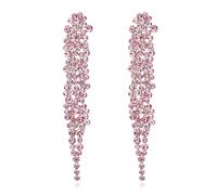 EVER FAITH Pendientes de declaración con cristales de strass, largos y colgantes estilo lámpara de banquete para mujer, para graduación, boda o novia, Länge: 8.9 cm, Breite: 1.5 cm, Cristal, Sin