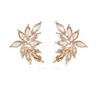 EVER FAITH Pendientes de diamantes de imitación brillantes de moda para mujer, pendientes de novia de cristal, pendientes de dama de honor, joyería de fiesta de graduación, tono plateado claro, 0.96 x