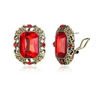 EVER FAITH Pendientes de estrás estilo victoriano vintage cuadrado de cristal art deco gótico joyas pendientes para mujer, Mittel, Cristal, Sin piedra preciosa