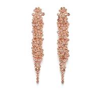 EVER FAITH Pendientes de estrás largos de cristal, pendientes colgantes para mujer, para bailes de graduación, boda, novia, tono plateado claro, Cristal, Sin gemas