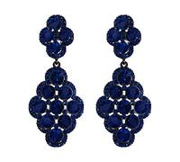 EVER FAITH Pendientes de mujer Boda nupcial Rombo Diamante de imitación de araña huecos de cristal Azul marino