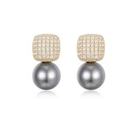 EVER FAITH Pendientes de perlas sintéticas, elegantes pendientes de bola con circonitas cúbicas para mujer, fiesta, novia, ropa diaria OOTD, Circonita cúbica Circonita Perla simulada, Circonia cúbica