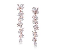 EVER FAITH Pendientes Mujer Circonio Cúbico en Forma de Marquesa Flor de Cristal de Araña Aretes Cuelgan para Novia Boda Claro Tono Oro Rosa