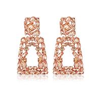 EVER FAITH Pendientes Mujer Cuadrados Grandes Bohemios de Goteo de Cristal Geométrico con Diseño Champán