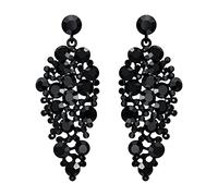 EVER FAITH Pendientes Mujer Diamantes de Imitación Brillantes Colgantes de Araña Aretes de Cristal de Boda Negro Tono