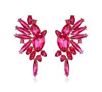 EVER FAITH Pendientes Mujer Diamantes de Imitación de la Vendimia Elegante Marquesa de Cristal Cuelgan Aretes Violeta-Rojo Tono Dorado