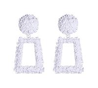 EVER FAITH Pendientes Mujer Metal Geométricos Rectangulares Grandes para Regalo Blanco