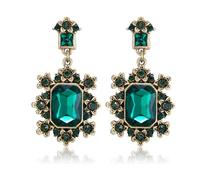 EVER FAITH Pendientes vintage de flores victorianas con diamantes de imitación, estilo art deco, cristal cuadrado, joyería de moda pirata para mujer, fiesta antigua, Mittelgroße, Cristal, Sin piedra