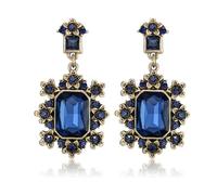 EVER FAITH Pendientes vintage de flores victorianas con diamantes de imitación, estilo art deco, cristal cuadrado, joyería de moda pirata para mujer, fiesta antigua, Mittelgroße, Cristal, Sin piedra