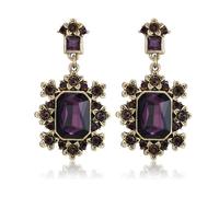 EVER FAITH Pendientes vintage de flores victorianas con diamantes de imitación, estilo art deco, cristal cuadrado, joyería de moda pirata para mujer, fiesta antigua, Mittelgroße, Cristal, Sin piedra