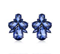 EVER FAITH Rhinestone Crystal Art Deco Pendientes Banquete Prom Brillantes Gotas Marquesa para Mujer Zafiro, Cristal, Sin piedra preciosa