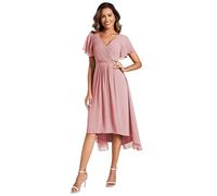 Ever-Pretty Boda Vestidos de Invitados Elegante Gasa Corto Mujeres Vestidos de Cóctel Vestidos de Novia Delantero Corto Espalda Largo Rosa Polvorienta 38