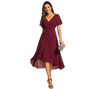 Ever-Pretty Boda Vestidos de Invitados Elegante Gasa Corto Mujeres Vestidos de Cóctel Vestidos de Novia Delantero Corto Espalda Largo Burdeos 52