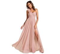 Ever-Pretty Vestido Dama de Honor para Mujer Hombro Cintura Alta Sin Mangas Fiesta Maxi Vestido Rosado 40