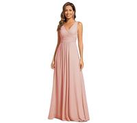 Ever-Pretty Vestido de Dama de Honor Elegante Largo Sin Mangas con Cuello en V Formal Rosado 36