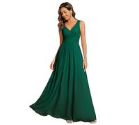 Ever-Pretty Vestido de Dama de Honor Elegante Largo Sin Mangas con Cuello en V Formal Verde Oscuro 46