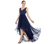 Ever-Pretty Vestido de Dama de Honor sin Respaldo Corte Imperio Alto Bajo Escote en V sin Mangas Largo para Mujer Elegantes Azul Marino 52