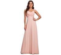 Ever-Pretty Vestido de Fiesta Corte Imperio Plisado sin Elasticidad Escote en V sin Mangas A-línea Vestido de Invitada de Comunion Elegantes Rosado 38