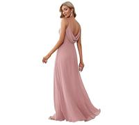 Ever-Pretty Vestido de Fiesta Corte Imperio Sin Mangas Sin Elasticidad Plisado Escote en V para Mujer Largo Rosa Polvorienta 56