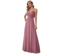 Ever-Pretty Vestido de Noche sin Mangas Corte Imperio Plisado sin Elasticidad A-línea Chiffón Escote en V Largo para Mujer Elegantes Orquídea 40