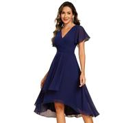 Ever-Pretty Vestidos de Boda Invitada Mujer Elegantes para Noche de Gasa Midi Verano Azul Marino 40