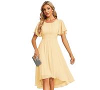 Ever-Pretty Vestidos De Fiesta para Mujer Una Línea Vestido Elegante Aanga Corta Alto-Bajo Amarillo 42