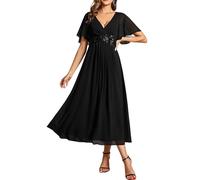Ever-Pretty Vestidos de Noche Señoras Elegante para la Boda Tobillo Longitud Vestido de Invitada de Boda Vestido de Cóctel Vestidos de Fiesta Negro 50