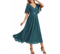 Ever-Pretty Vestidos de Noche Señoras Elegante para la Boda Tobillo Longitud Vestido de Invitada de Boda Vestido de Cóctel Vestidos de Fiesta Verde Azulado 52