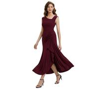 Ever-Pretty Vestidos Largo de Fiesta Elegantes con Abertura y Cintura Imperio Formal Burdeos 44