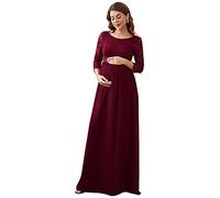 Ever-Pretty Vestidos Largo Embarazada Mujer para Fotografía Falda Larga Manga 3/4 Maternidad Fotos Fiesta Encaje Gasa Burdeos 38