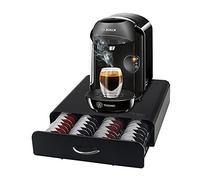EVER RICH ® - Cajón dispensador de cápsulas de café Tassimo con diseño antivibración, 64 unidades (Color metal/negro)