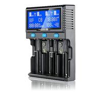 everActive - Cargador de 4 Cilindros (Ion de Litio y NI-MH, Profesional rápido y Universal, Pantalla LCD, Prueba de Capacidad, Modelo UC4200