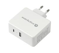 everActive Cargador de Red con USB QC3.0 y Puerto USB-C PD, Carga rápida, Potencia Total de 63 W, Carcasa sólida, de una Sola Pieza, Modelo: SC-600Q