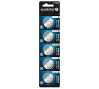 everActive CR2450, 3 V, 5 Pilas de botón de Litio, batería más Potente, 10 años de Vida útil, 5 Unidades -1 blíster