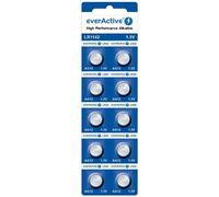 everActive Pilas de botón AG12 / G12 / LR43 / LR1142 1,5 V Mini batería alcalina de Larga duración, Paquete de 10 Unidades