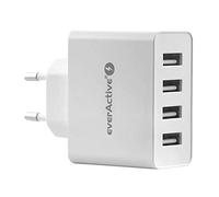 everActive SC-400 - Cargador de Red con 4 USB 5 A, Alta arga rápida, Potencia Total 25 W, Carcasa sólida de una Sola Pieza