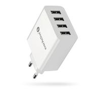everActive SC-400 - Cargador de Red con 4 USB 5 A, Alta arga rápida, Potencia Total 25 W, Carcasa sólida de una Sola Pieza