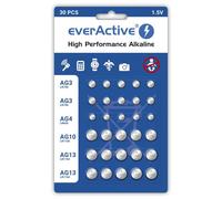 Everactive set 10 x ag3, 5 x ag4, 5 x ag 10, 10 x ag13 1,5 v, 30 x bat