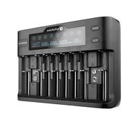 everActive Cargador para hasta 10 baterías de Iones de Litio y NI-MH, Li-HV y Li-FePO4 Profesional, rápido y Universal, Pantalla LCD, Prueba de Capacidad, Modelo UC800