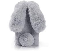 Everainy Funda Compatible para Xiaomi Redmi A2/Redmi A1 Silicona Conejo Piel Conejito Oído Lindo Carcasa Mullida Peluche Bumper Resistente con Tapa Diamante Antigolpes Case Cover (Gris)