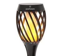 Everbeam P2 Antorcha Solar Luminosa con Llama Parpadeante - Luz solar tiki automática IP65 waterproof con una llama ultra realista y una pantalla elegante- Pack de 2