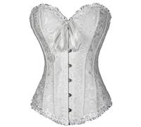 Everbellus Mujeres Fajas Bustier Gótico Encaje vientre plano dieta Corset Top Waist Trainer Blanco XXXX-Large