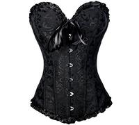 Everbellus Mujeres Fajas Bustier Gótico Encaje vientre plano dieta Corset Top Waist Trainer Negro XX-Large