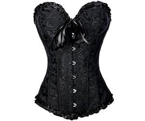 Everbellus Mujeres Fajas Bustier Gótico Encaje vientre plano dieta Corset Top Waist Trainer Negro XXXXXX-Large