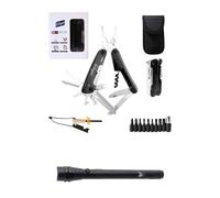 EVERBLADES - Navaja Multiusos de 6 cm de Hoja + Regalo Linterna Fle, 15 Funciones, Kit de Supervivencia, Multiherramienta, Herramienta Multifunción, Camping.