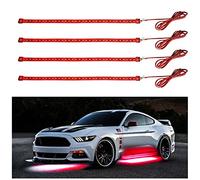 EverBright 4-Pack rojo 30CM 5050 12SMD DC 12V Flexible LED tira luz impermeable coche motos decoración luz Interior Exterior bombillas vehículo DRL día funcionando con built-in 3M cinta de