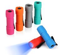 EverBrite 6-Piezas Linternas UV con 9 LED 395nm, Mini Linterna de Luz Negra, Mini Linterna Ultravioleta Colorida, Baterías Incluidas, 6 Colores, para Detectar Orina de Mascotas, Manchas, Chinches