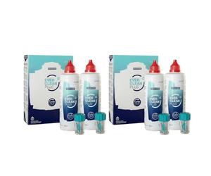 EverClean Plus 4X350 ml + 180 comprimidos - Solución de limpieza y desinfección para lentes de contacto - Elimina lípidos y proteínas - Sin conservantes - Pack Económico